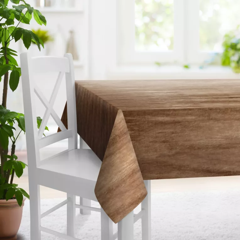 Obrus szyty SAFARI jasnobrązowy z miękkiej welwetowej tkaniny z połyskiem