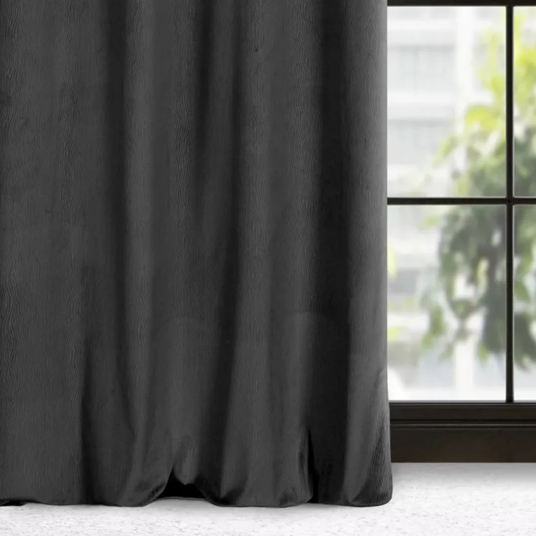 Zasłona czarna z wytłaczanego welwetu 140x250 cm przelotka - LILI