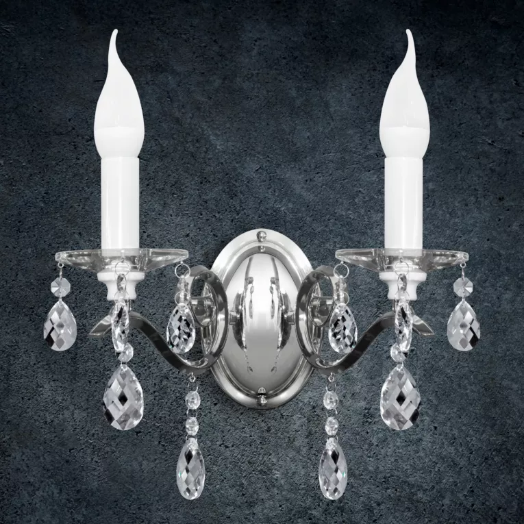 Kinkiet - lampa wisząca do pokoju srebrna LORETA