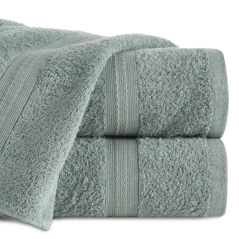 Ręcznik kąpielowy 70x140 cm bawełniany kolor miętowy w kontrastujące pasy 500 g/m2 TRIS