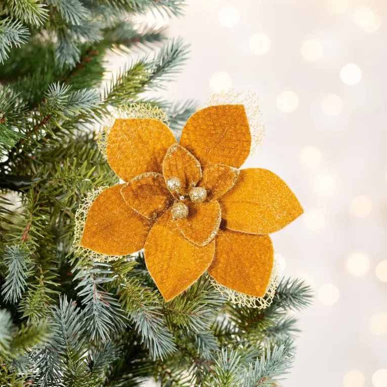 Świąteczny kwiat dekoracyjny z welwetu