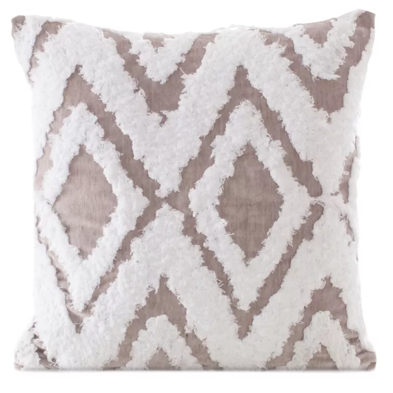 Poszewka na poduszkę 45x45 cm z s+F451:F495zenilowej tkaniny bordowa zdobiona wytłaczanym wzorem zygzaków EMMI