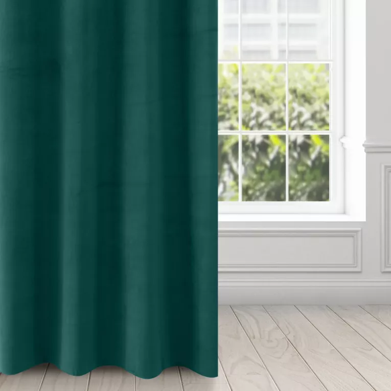 Zasłona ciemnozielona z matowego welwetu 140x250 cm przelotka - MILO