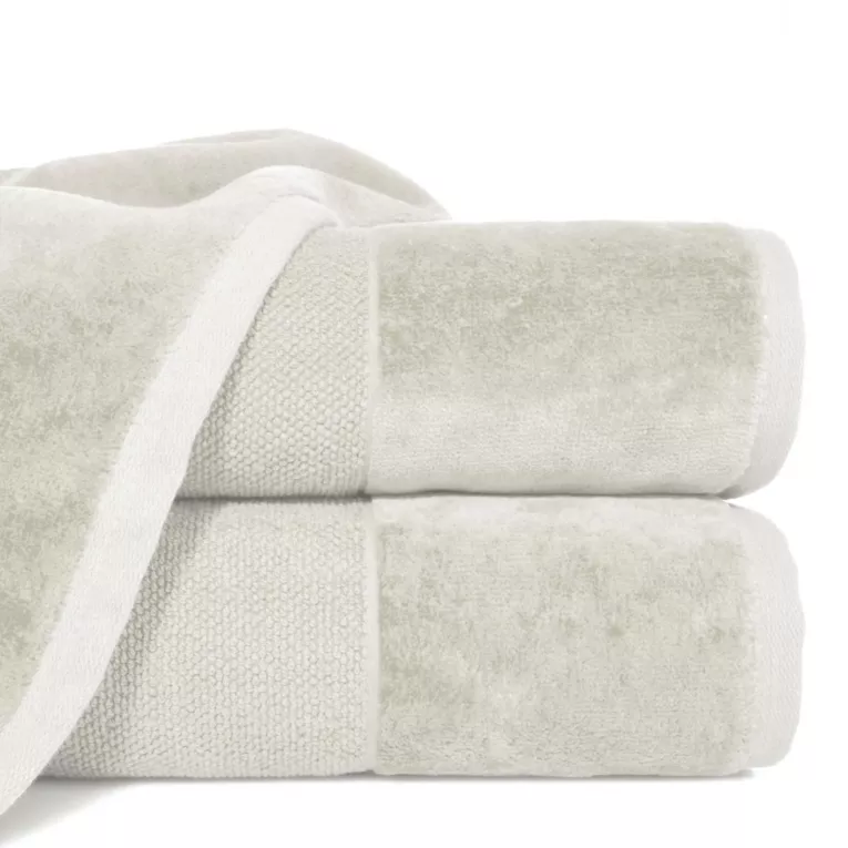 Ręcznik do rąk 30x50 cm bawełniany kolor kremowy z bordiurą z weluru 500 g/m2 LUCY