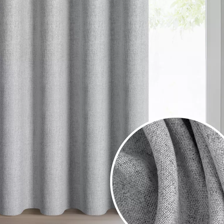 Zasłona stalowa o naturalnym melanżowym splocie 140x250 cm przelotka - LINDA