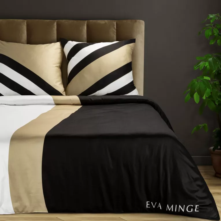 EVA MINGE Komplet pościeli EVA 01 z najwyższej jakości makosatyny bawełnianej z designerskim nadrukiem geometrycznym