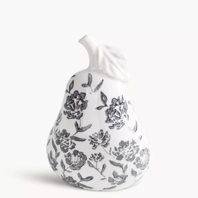 Figurka dekoracyjna biało, granatowa zdobiona roślinnym motywem 15x9x21 cm VIVIAN