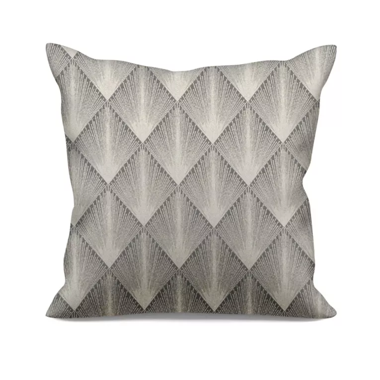 Poszewka szyta jasnobrązowo złota z tkaniny w elegancki geometryczny wzór z błyszczącą nicią