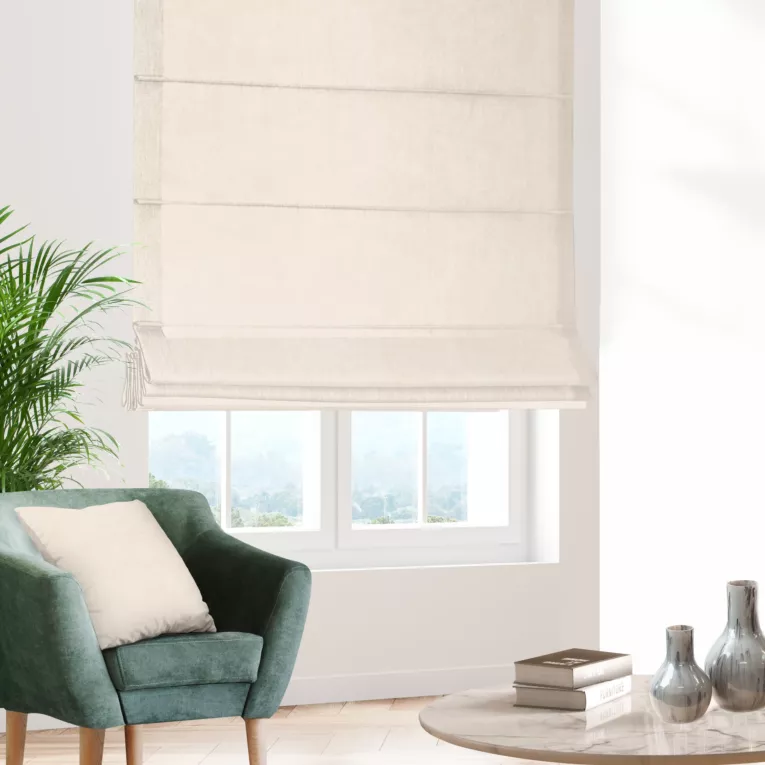 Roleta rzymska ENYA kremowa z miękkiej półmatowej tkaniny welwetowej