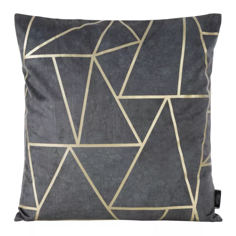 Poszewka na poduszkę 45x45 cm welwetowa stalowa z nadrukiem geometrycznym BLINK 29