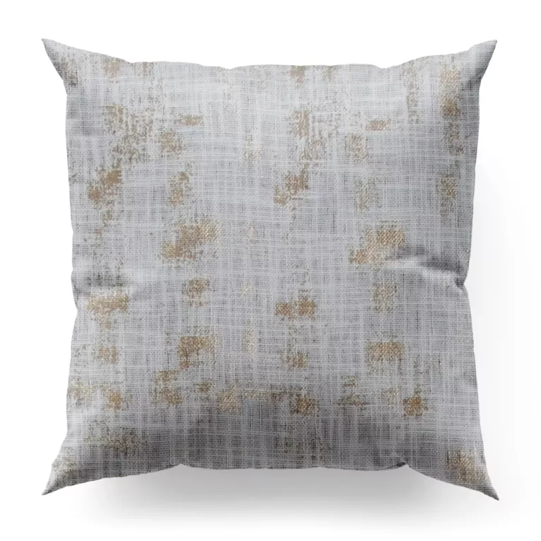 Poszewka szyta naturalno złocista z tkaniny o naturalnym splocie, zdobiona błyszczcącym nadrukiem Italissima Eva Minge