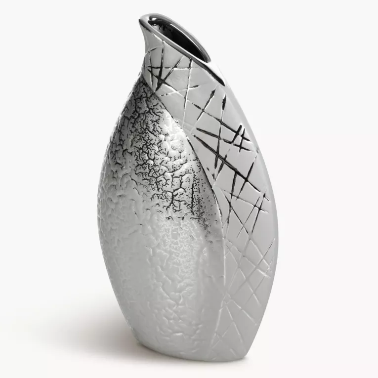 Wazon ceramiczny ALIRA łączący strukturalną powierzchnie z lśniącym wzorem