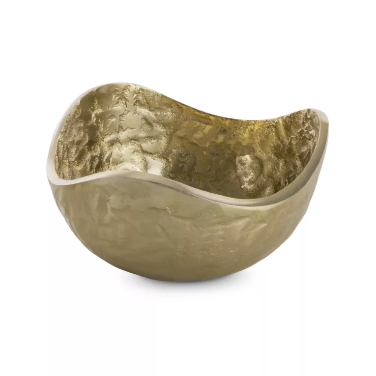 Metalowa misa PEDRO o falujących brzegach złota