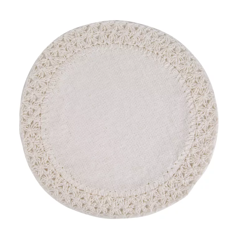 Podkładka okrągła na stół kremowa średnica 38 cm BOHO 11 pleciona z ozdobnym brzegiem