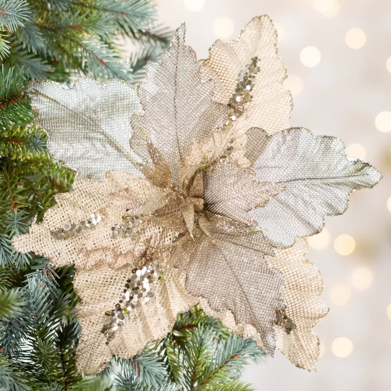 Świąteczny kwiat dekoracyjny z dwoma rodzajami tkanin