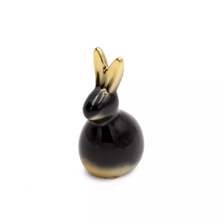 Figurka dekoracyjna ZAJĄCZEK w złoto-czarnej kolorystyce