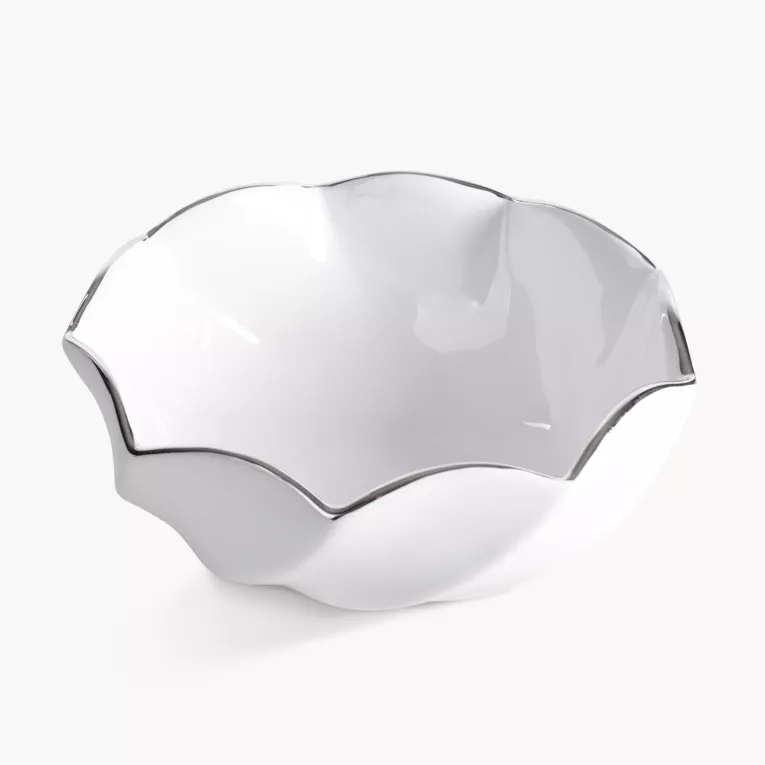 Misa dekoracyjna biało, srebrna 20x9 cm MELIA