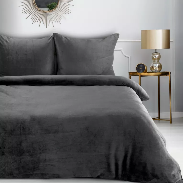 Pościel 220x200 cm gładka z polaru kolor stalowy FLANO