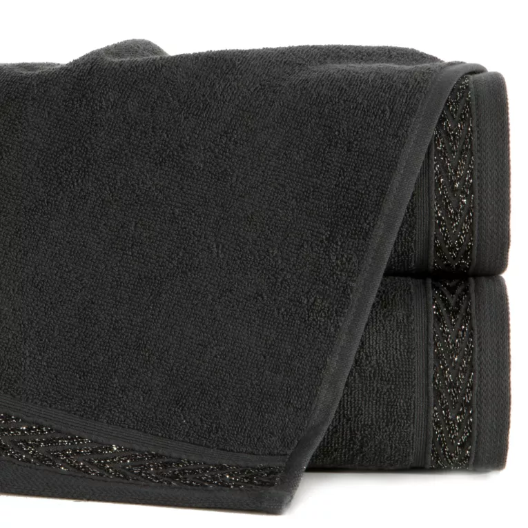 Ręcznik kąpielowy 50x90 cm bawełniany kolor grafitowy z ozdobną bordiurą 400 g/m2 MELANIE