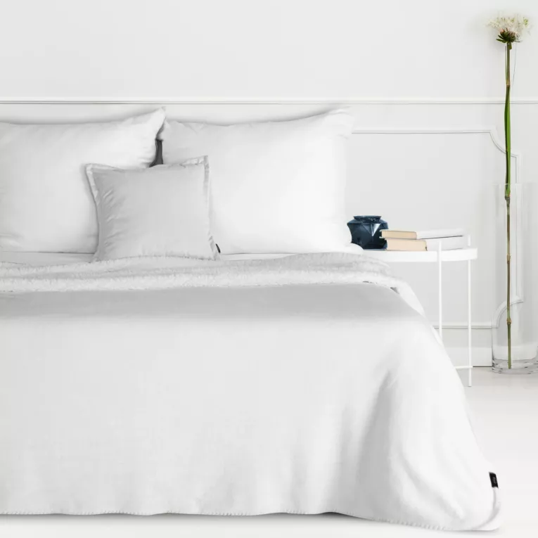 Koc 200x220 cm biały z miękkiego polaru ze strukturą baranka TEDY Eurofirany Premium