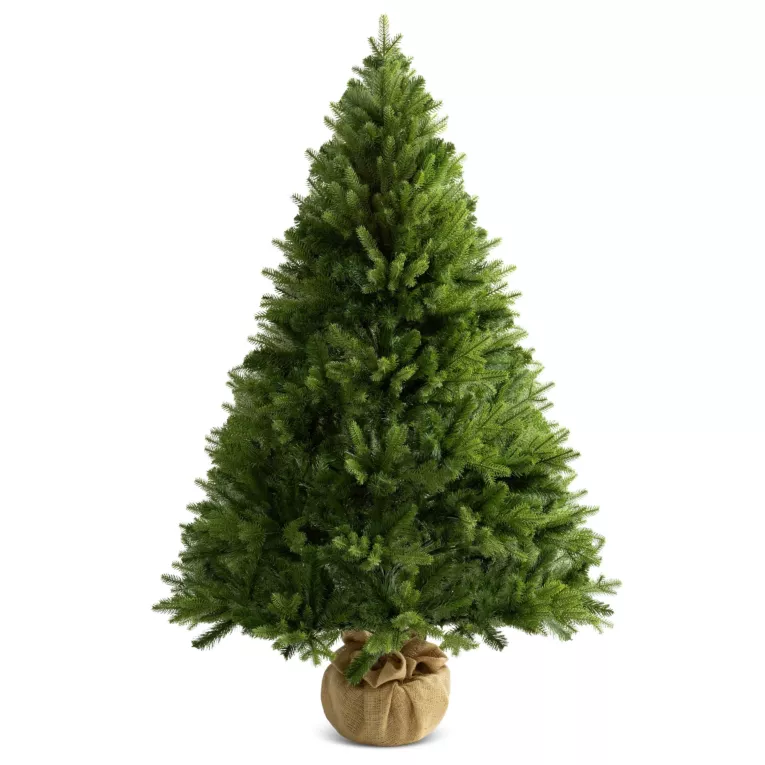 ŚWIERK w doniczce z ozdobnym workiem jutowym - sztuczne drzewko choinkowe