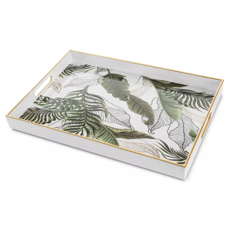 Prostokątna taca dekoracyjna DAMAS zdobiona egzotycznym nadrukiem