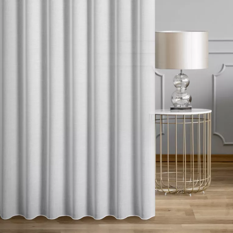 Firana szyta na taśmie fala LINEN2 naturalna z gładkiej matowej etaminy o naturalnym splocie