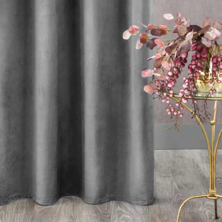 Zasłona stalowa z matowego welwetu 140x250 cm przelotka - MELANIE