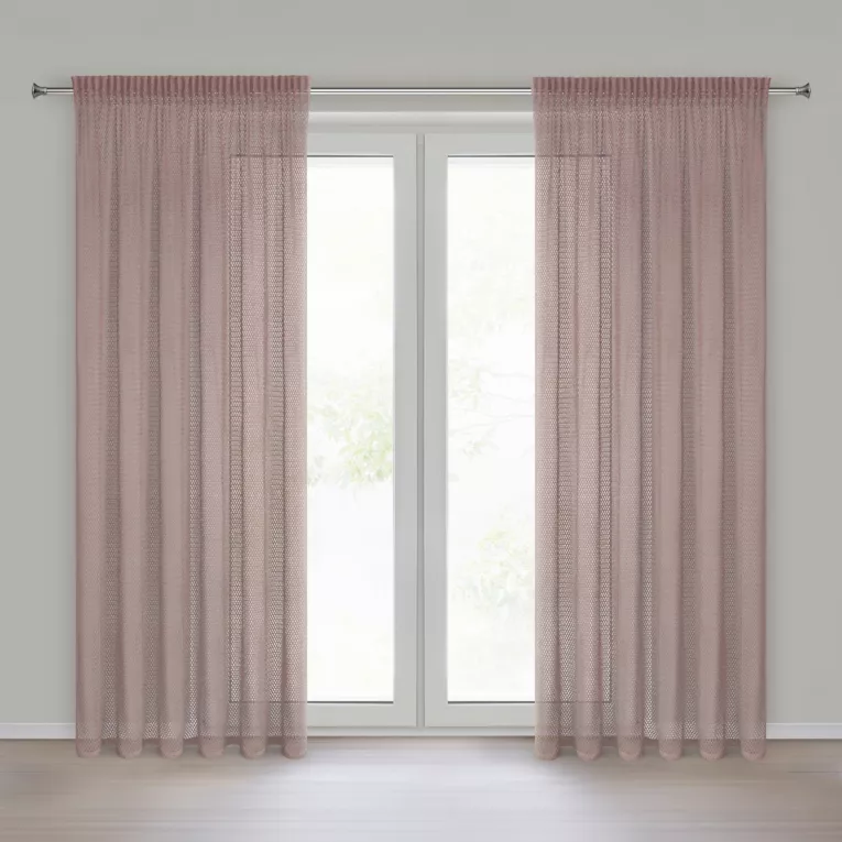 Zasłona z siateczki różowa 140x270 cm taśma - GABBY