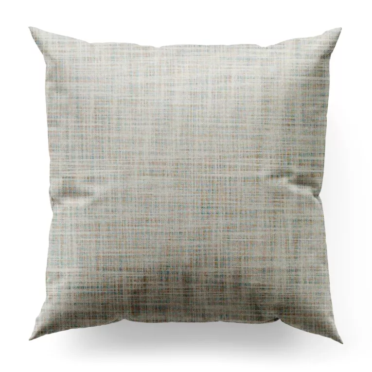 Poszewka szyta kremowa z tkaniny w stylu eko o naturalnym splocie, z efektem melanżu, wykończona obciążnikiem