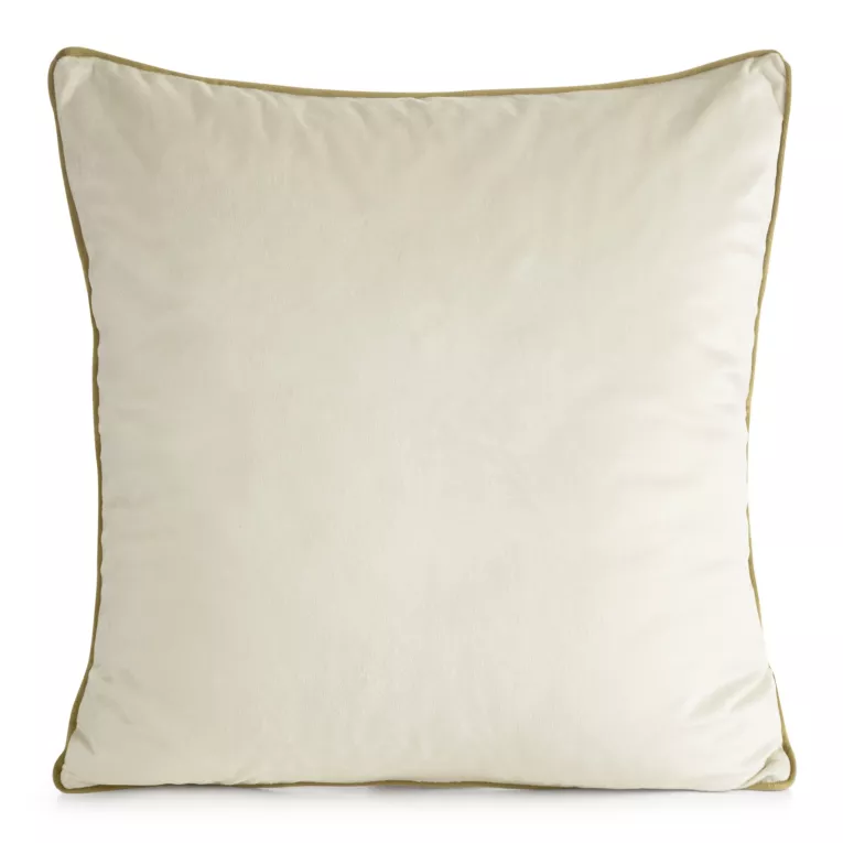Poszewka na poduszkę 45x45 cm welwetowa kolor jasnobeżowy o delikatnym połysku z ozdobną lamówką GAJA 2