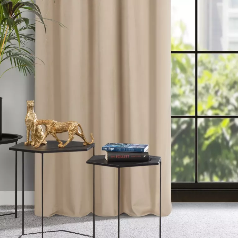 Zasłona welwetowa kremowa gładka 140x300 cm taśma - PIERRE