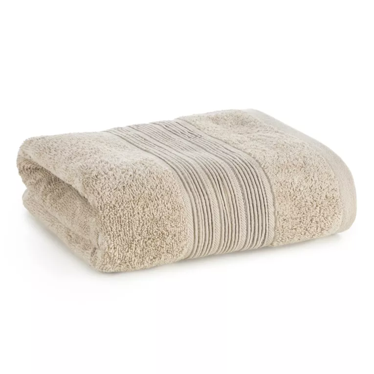 Ręcznik kąpielowy 70x140 cm bawełniany kolor beżowy w poziome paseczki 500 g/m2 VERANO