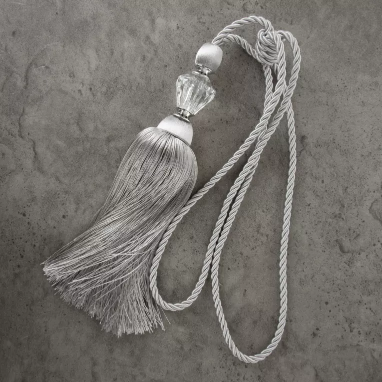 Dekoracyjny sznur do zasłon VILLIA zdobiony kryształem i puszystym chwostem