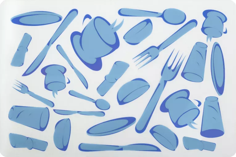 Podkładka July z nadrukiem w sztućce i filiżanki