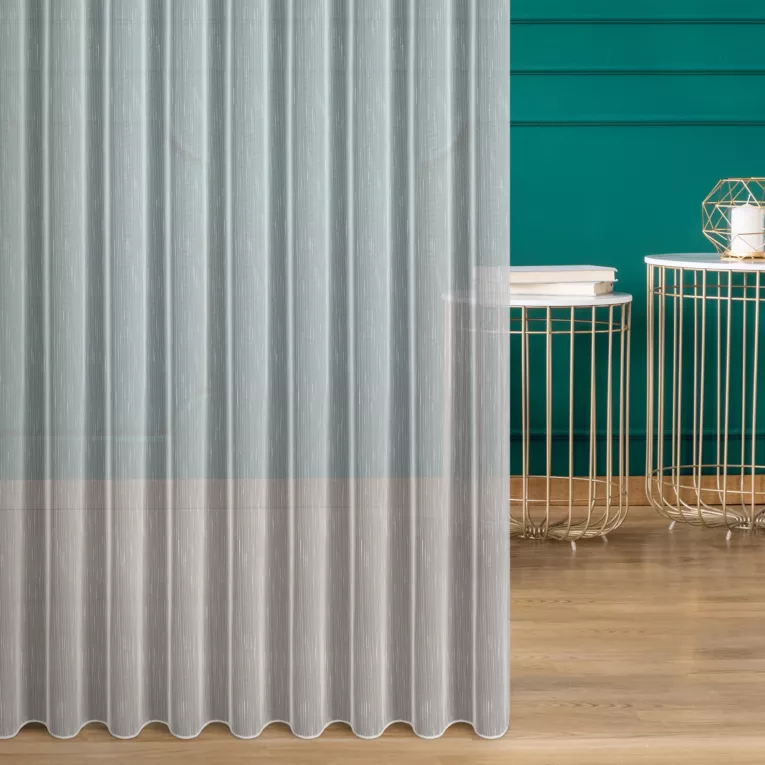 Firana szyta na taśmie 5 cm MILANO biała matowa z efektem pionowych prążków, wykończona obciążnikiem