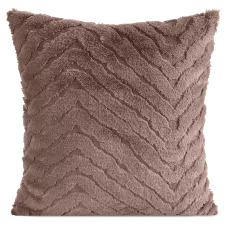 Poszewka na poduszkę 45x45 cm futrzana ciemnobeżowa zdobiona efektem 3D KATE