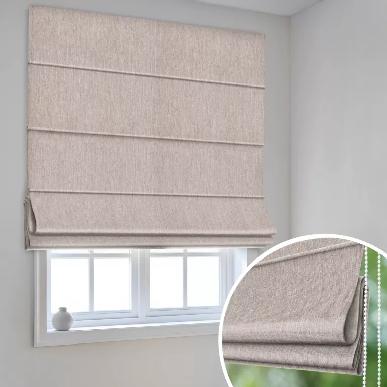Roleta rzymska beżowa z miękkiej tkaniny z efektem melanżu