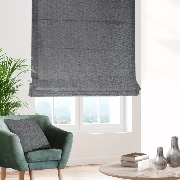 Roleta rzymska szara z tkaniny w drobny połyskliwy wzór