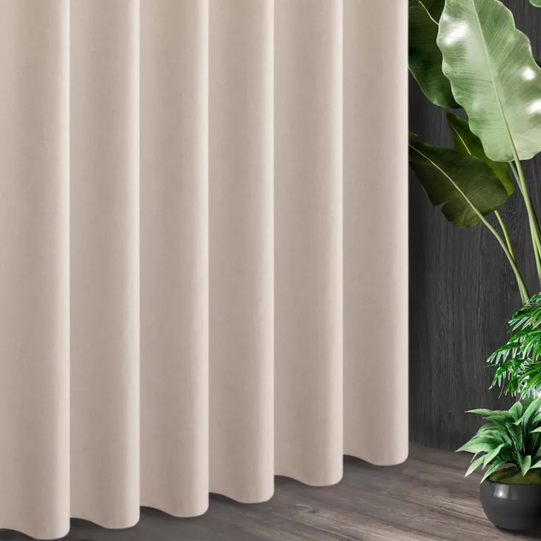 Tkanina zasłonowa gładka w stylu eko, z delikatnym efektem melanżu, o płóciennym splocie