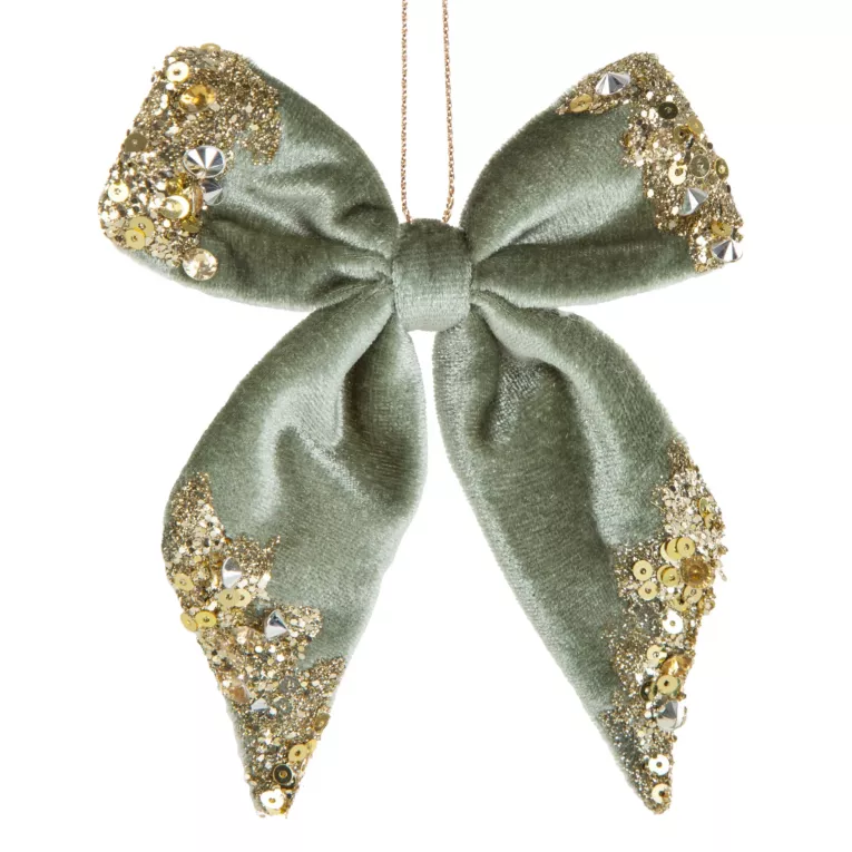 Ozdoba świąteczna choinkowa w kształcie KOKARDY z welwetu oraz błyszczących akcentów