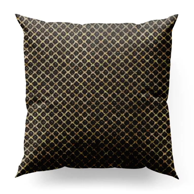 Poszewka szyta czarno złota z szenilowej tkaniny w drobny geometryczny wzór przetykany błyszczącą nicią