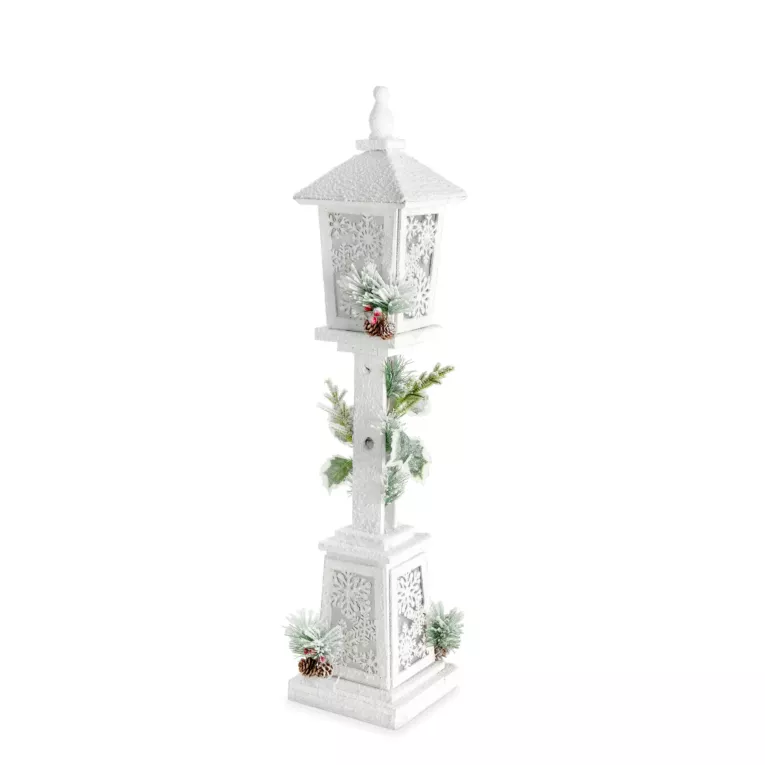 Figurka świąteczna drewniana latarnia z świątełkami LED