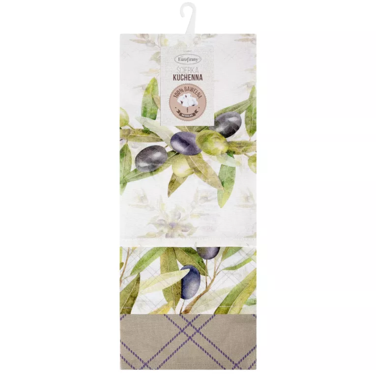 Komplet ściereczek kuchennych  3szt 50x75 cm bawełniany kolor biały,zielony 200 g/m2  OLIVE