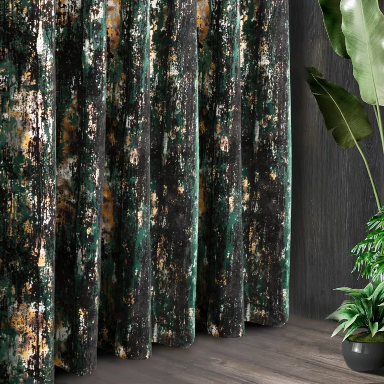 Tkanina zasłonowa welwet zdobiony metalicznym nadrukiem