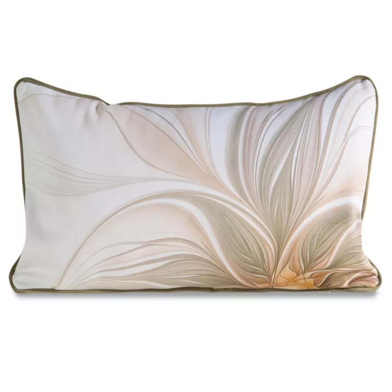 Poduszka 30 x 60 cm welwetowa beżowo, brązowa z designerskim nadrukiem z wypustką na brzegach SOPHIA EVA MINGE