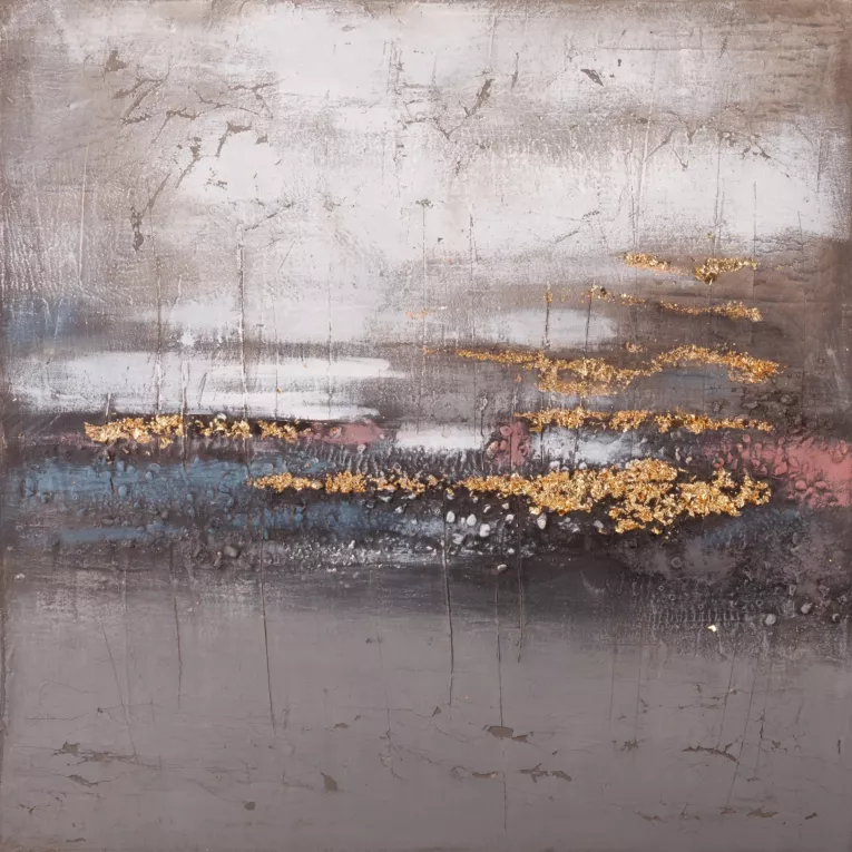 Obraz VISION 1 abstrakcyjny ręcznie malowany na płótnie o trójwymiarowej strukturze ze spękaniami