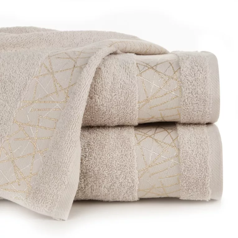 Ręcznik kąpielowy 70x140 cm bawełniany kolor beżowy z żakardową bordiurą 480 g/m2 NIKA