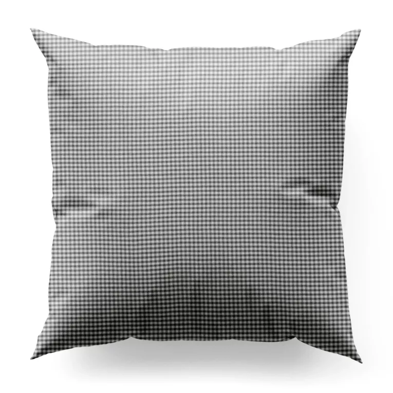 Poszewka szyta biało popielata z delikatnej tkaniny w kratkę