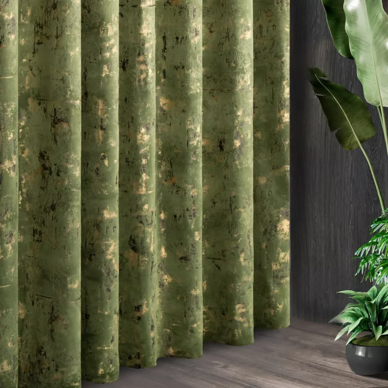 Tkanina zasłonowa z welwetu zdobiona przecieranym błyszczącym nadrukiem